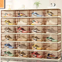 1-9Tier Foldable Dustproof Shoes Box HighTransparent Stackable Thickened  Bins with Lids Multi-layer Sneaker Shoe Organizer Boxe