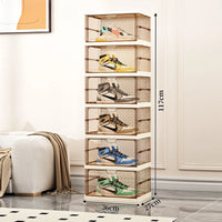 1-9Tier Foldable Dustproof Shoes Box HighTransparent Stackable Thickened  Bins with Lids Multi-layer Sneaker Shoe Organizer Boxe