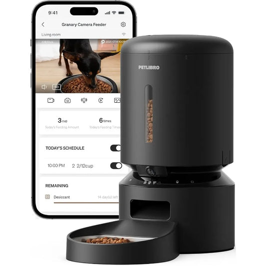 Automatic Pet Feeder with 1080P HD Camera and Night Vision for Cats and Dogs 5G WiFi Enabled with TwoWay Audio Communication Re