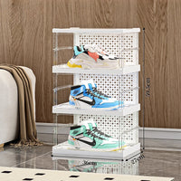 1-9Tier Foldable Dustproof Shoes Box HighTransparent Stackable Thickened  Bins with Lids Multi-layer Sneaker Shoe Organizer Boxe
