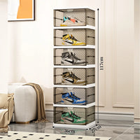 1-9Tier Foldable Dustproof Shoes Box HighTransparent Stackable Thickened  Bins with Lids Multi-layer Sneaker Shoe Organizer Boxe